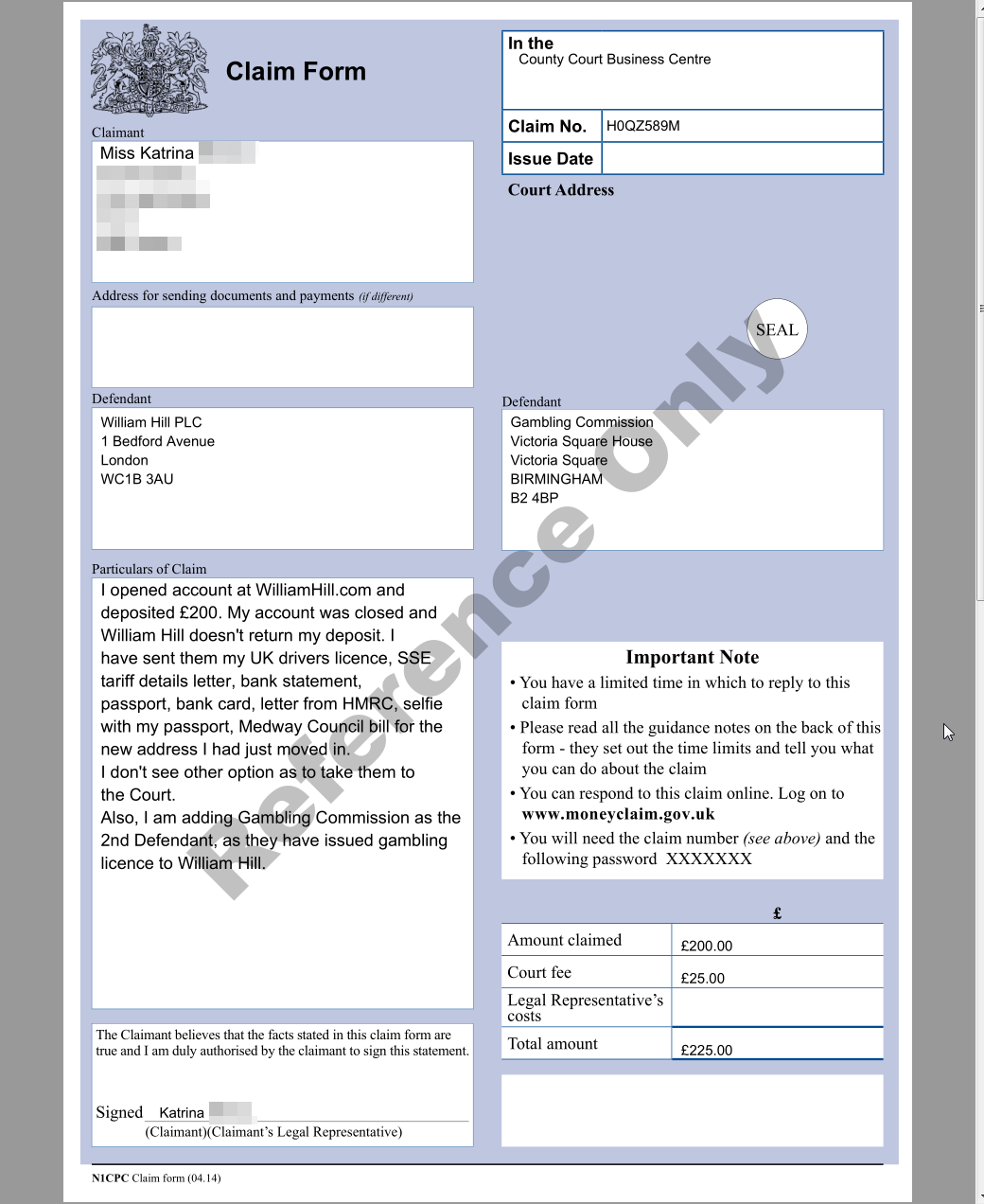 Court case against William Hill PLC and Gambling Commission