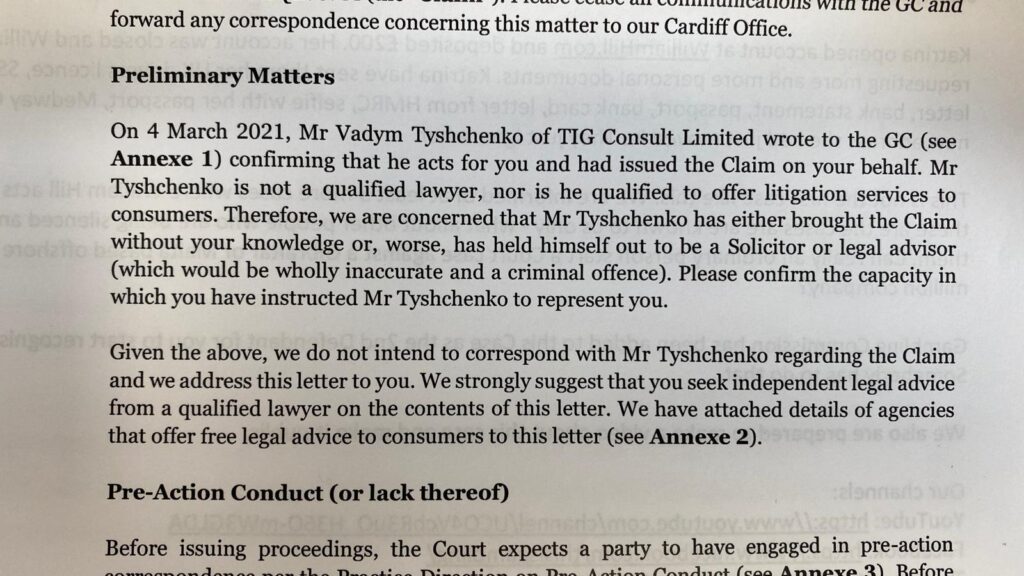 Gambling Commission hires 3rd party private and expensive Law firm (using UK tax-payer money) that threatens Katrina (the Claimant) with legal costs and TIG team with criminal responsibility, just because we are helping Katrina