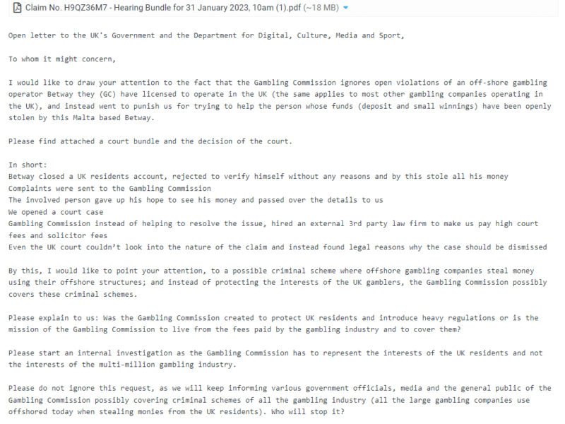 Open letter to the UK's Government and the Department for Digital, Culture, Media and Sport
